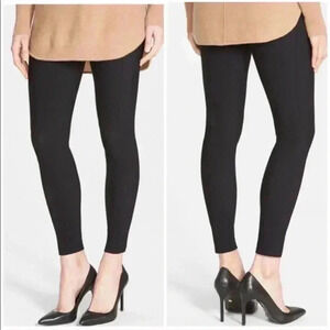 Spanx Micro Rib Knit Control Top Skimmer Leggings in Black Pants Women's Size XL